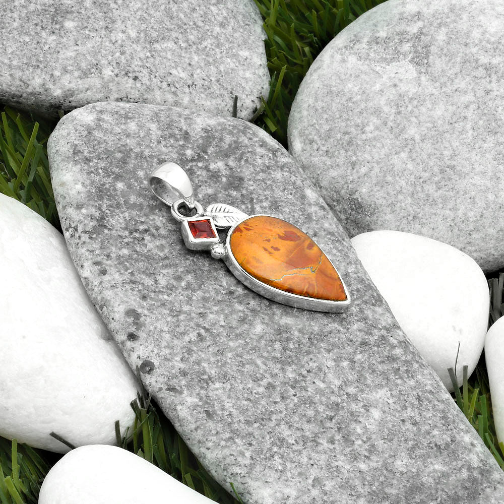 Natural Noreena Jasper & Garnet Pendant P-1652 SDP115714