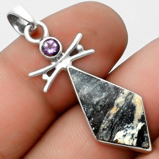 Indian Blanket Jasper & Amethyst Pendant P-1243 SDP115728