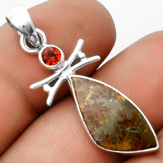 Sutured Ammonite Madagascar & Garnet Pendant P-1243 SDP115729