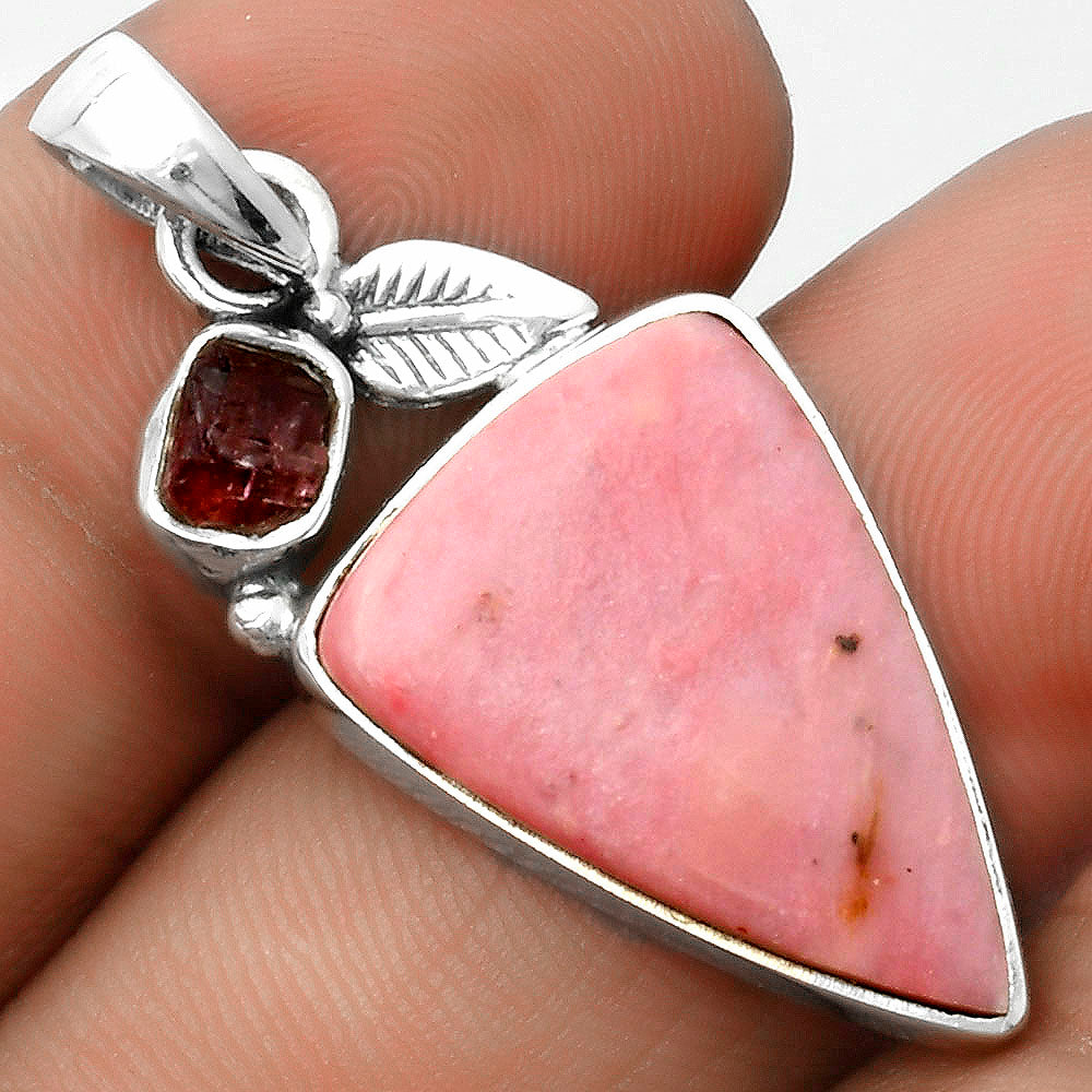 Pink Tulip Quartz & Tourmaline Rough Pendant P-1652 SDP115732
