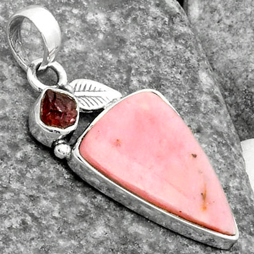 Pink Tulip Quartz & Tourmaline Rough Pendant P-1652 SDP115732