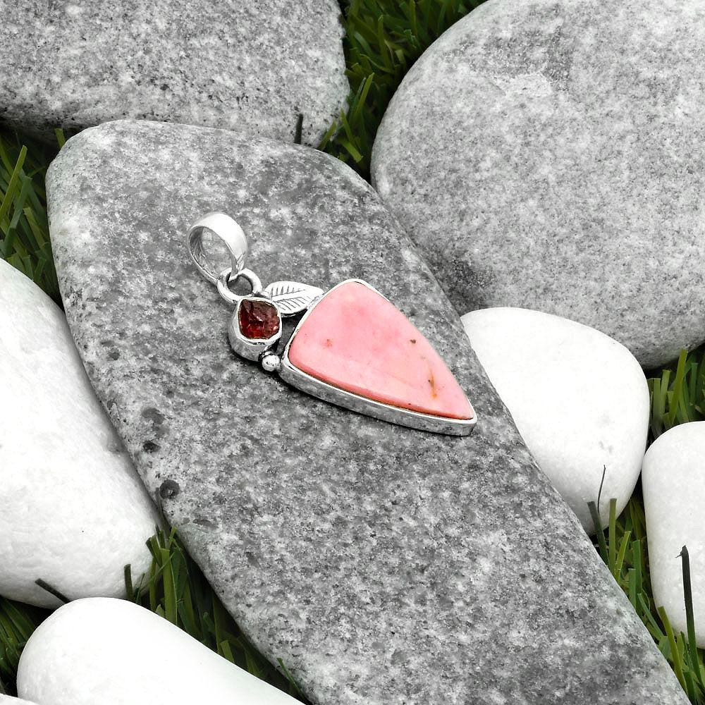 Pink Tulip Quartz & Tourmaline Rough Pendant P-1652 SDP115732