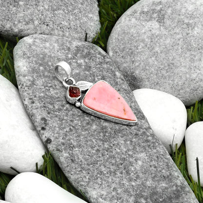 Pink Tulip Quartz & Tourmaline Rough Pendant P-1652 SDP115732