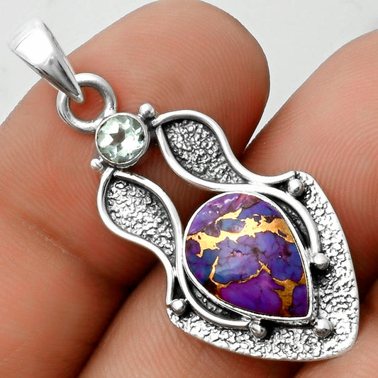 Copper Purple Turquoise & Sky Topaz Pendant P-1277 SDP115735