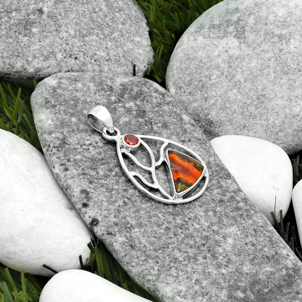 Rare Cady Mountain Agate & Garnet Pendant P-1572 SDP115742