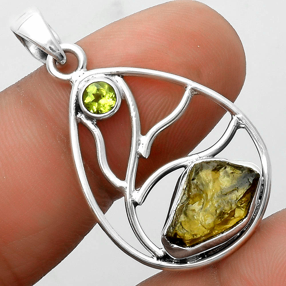 Rare Kornerupine Rough & Peridot Pendant P-1572 SDP115750