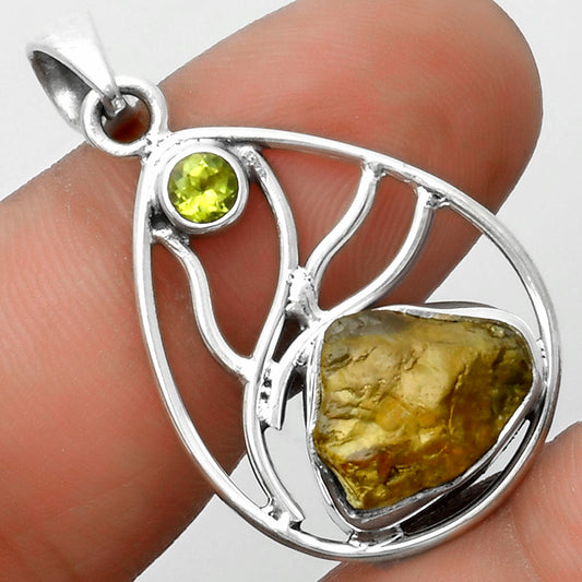 Rare Kornerupine Rough & Peridot Pendant P-1572 SDP115753