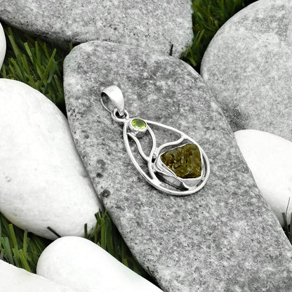 Rare Kornerupine Rough & Peridot Pendant P-1572 SDP115756