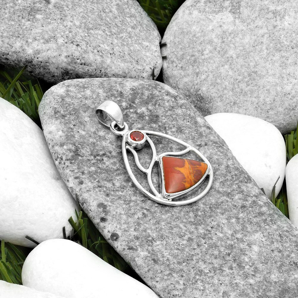 Natural Noreena Jasper & Garnet Pendant P-1572 SDP115763