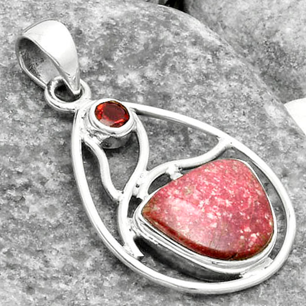 Natural Pink Thulite Norway & Garnet Pendant P-1572 SDP115766