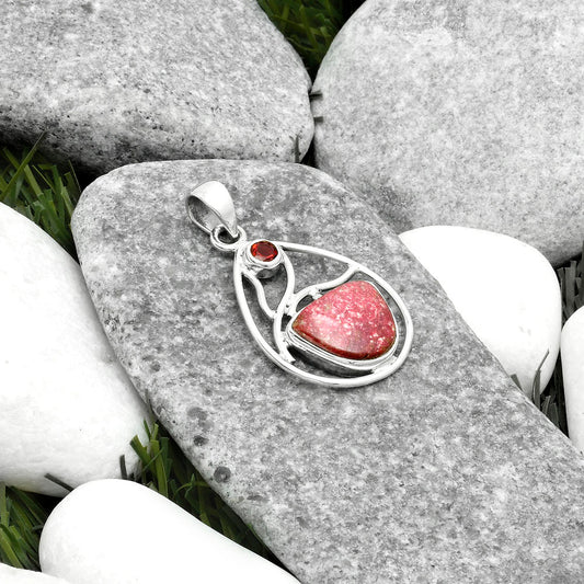 Natural Pink Thulite Norway & Garnet Pendant P-1572 SDP115766