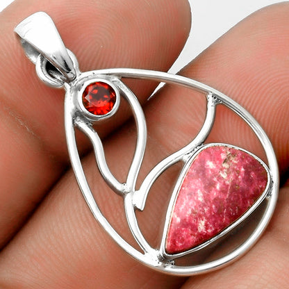 Natural Pink Thulite Norway & Garnet Pendant P-1572 SDP115771