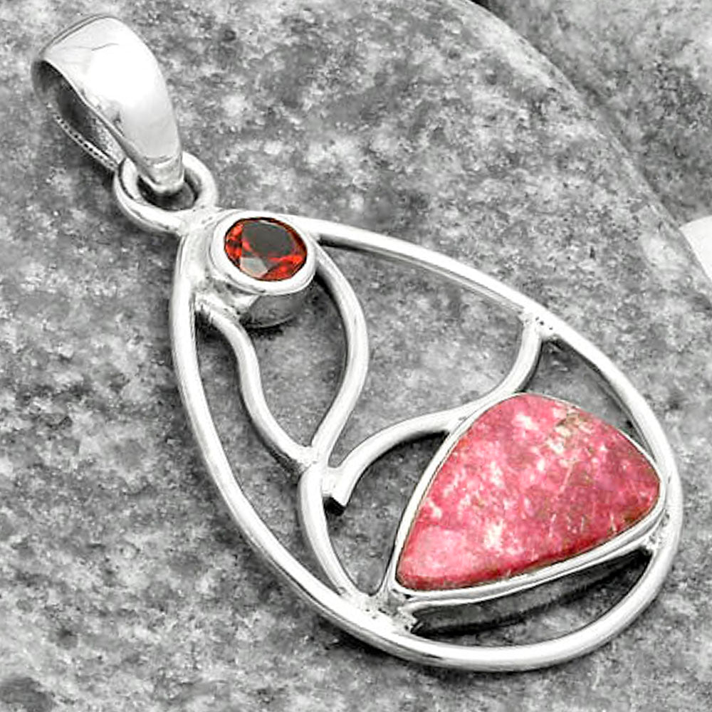Natural Pink Thulite Norway & Garnet Pendant P-1572 SDP115771