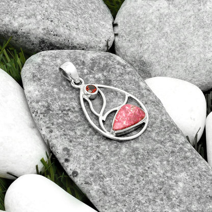 Natural Pink Thulite Norway & Garnet Pendant P-1572 SDP115771