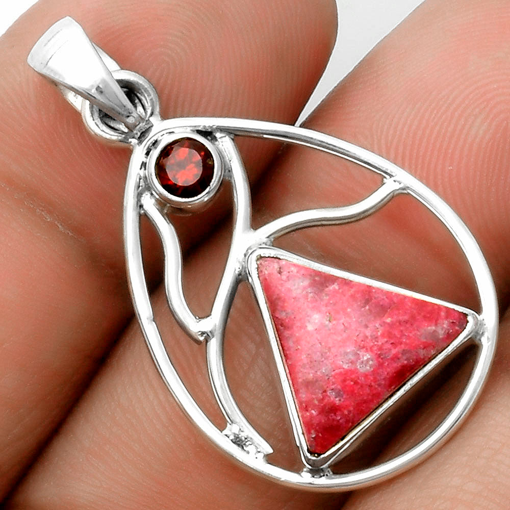 Natural Pink Thulite Norway & Garnet Pendant P-1572 SDP115772