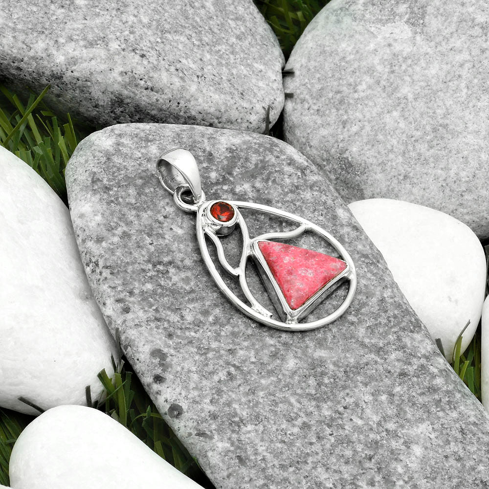 Natural Pink Thulite Norway & Garnet Pendant P-1572 SDP115772