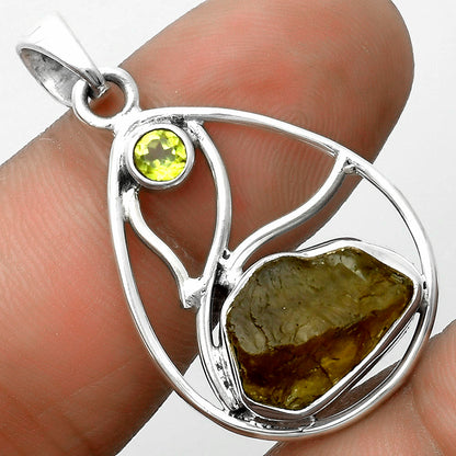 Rare Kornerupine Rough & Peridot Pendant P-1572 SDP115774