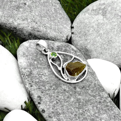 Rare Kornerupine Rough & Peridot Pendant P-1572 SDP115774
