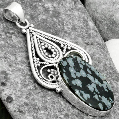 Natural Snow Flake Obsidian Pendant P-1541 SDP115783