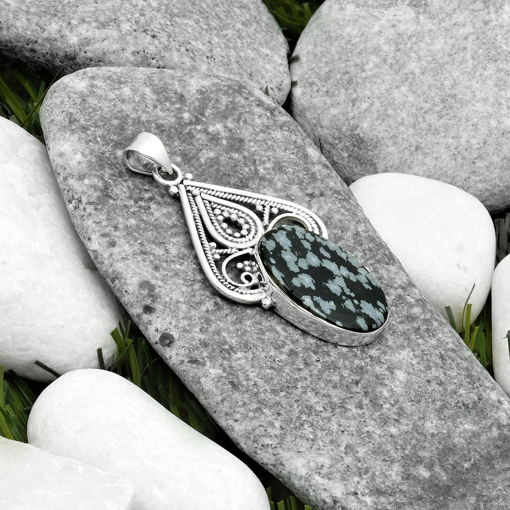 Natural Snow Flake Obsidian Pendant P-1541 SDP115783