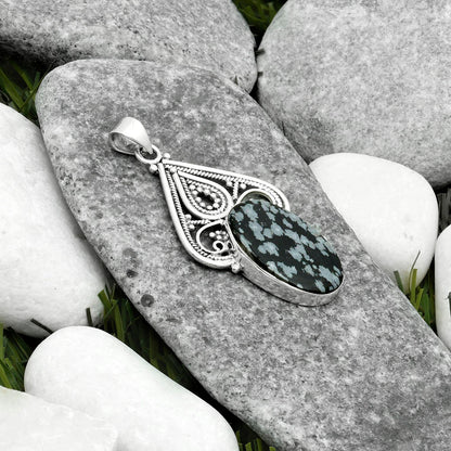 Natural Snow Flake Obsidian Pendant P-1541 SDP115783