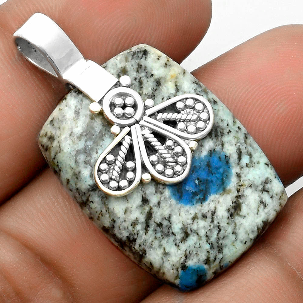 Natural K2 Blue - Azurite In Quartz Pendant P-1469 SDP115785