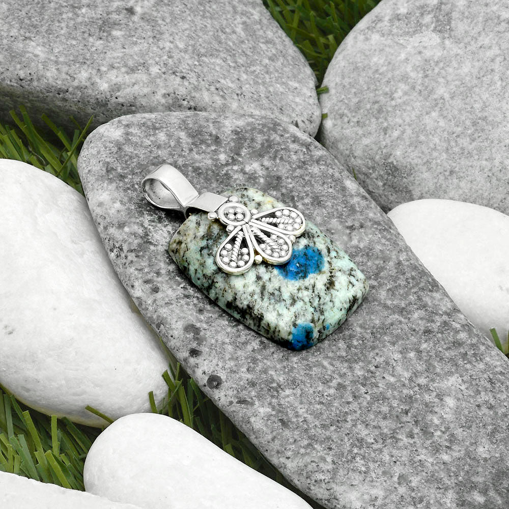 Natural K2 Blue - Azurite In Quartz Pendant P-1469 SDP115785