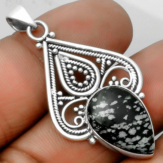 Natural Snow Flake Obsidian Pendant P-1541 SDP115794