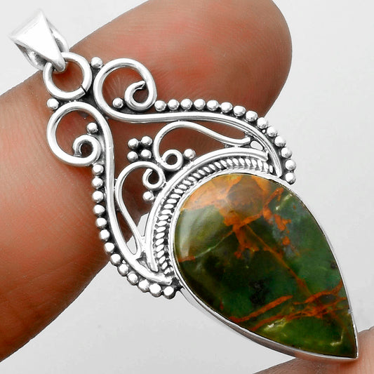 Natural Turkish Rainforest Chrysocolla Pendant P-1541 SDP115804