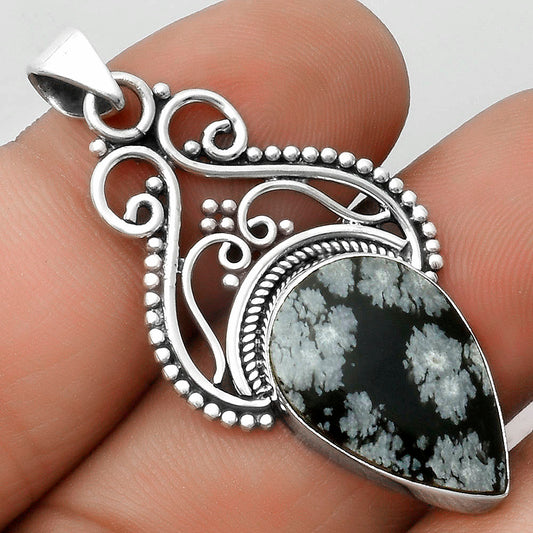 Natural Snow Flake Obsidian Pendant P-1541 SDP115808