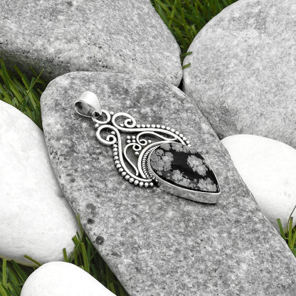 Natural Snow Flake Obsidian Pendant P-1541 SDP115808