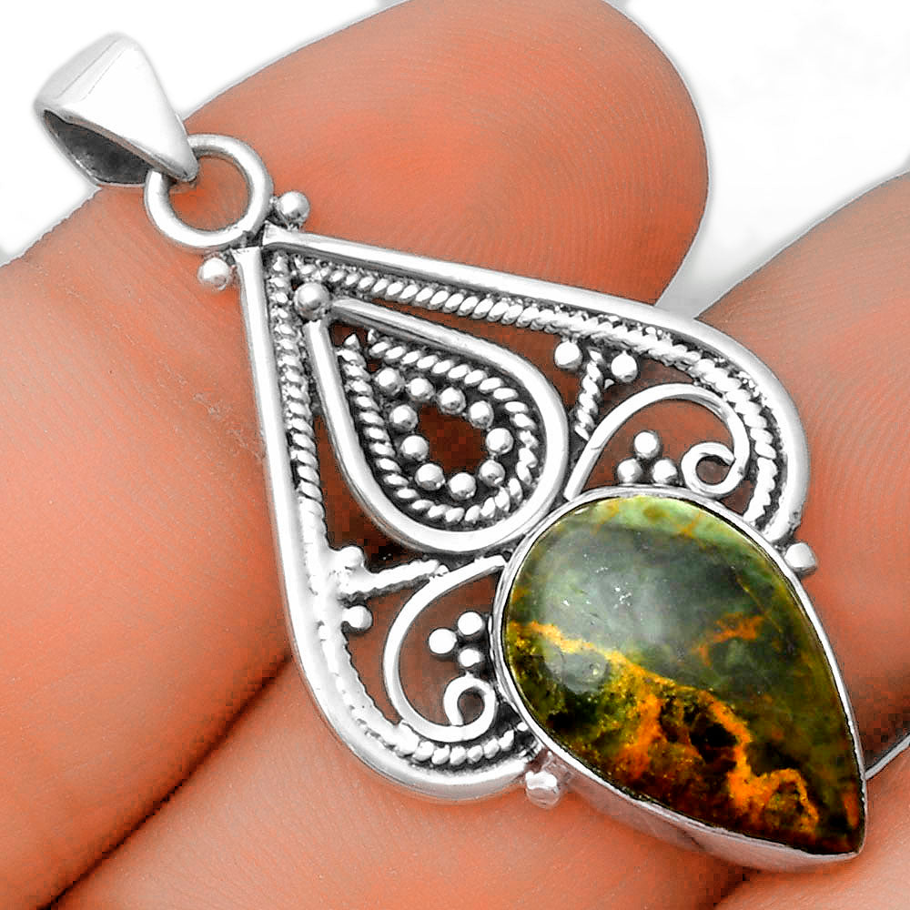 Natural Turkish Rainforest Chrysocolla Pendant P-1541 SDP115811