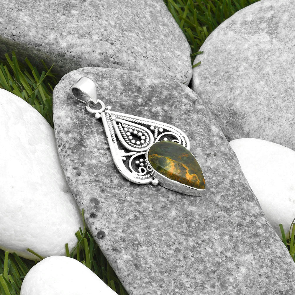 Natural Turkish Rainforest Chrysocolla Pendant P-1541 SDP115811