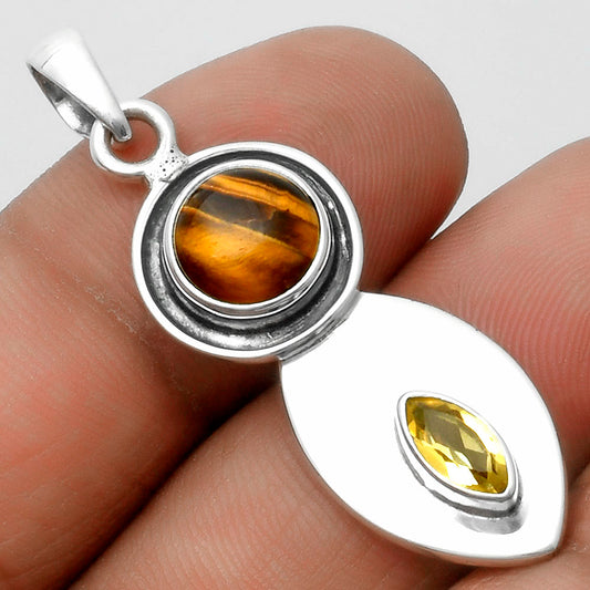 Natural Tiger Eye - Africa & Citrine Pendant P-1186 SDP115819