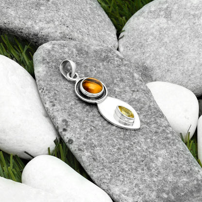 Natural Tiger Eye - Africa & Citrine Pendant P-1186 SDP115819