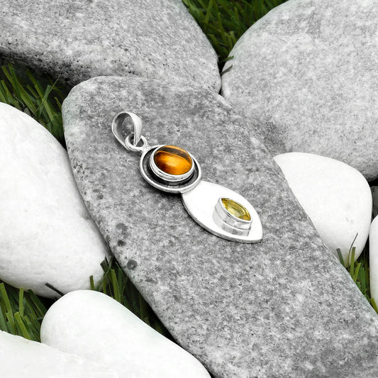 Natural Tiger Eye - Africa & Citrine Pendant P-1186 SDP115819