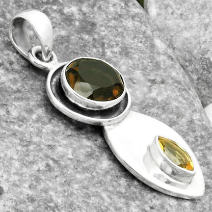 Natural Smoky Quartz Brazil & Citrine Pendant P-1186 SDP115828