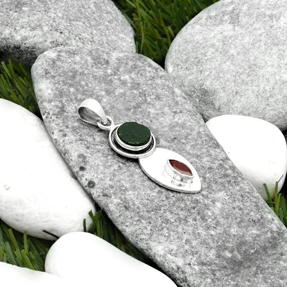 Natural Tektite Rough Greek & Garnet Pendant P-1186 SDP115842