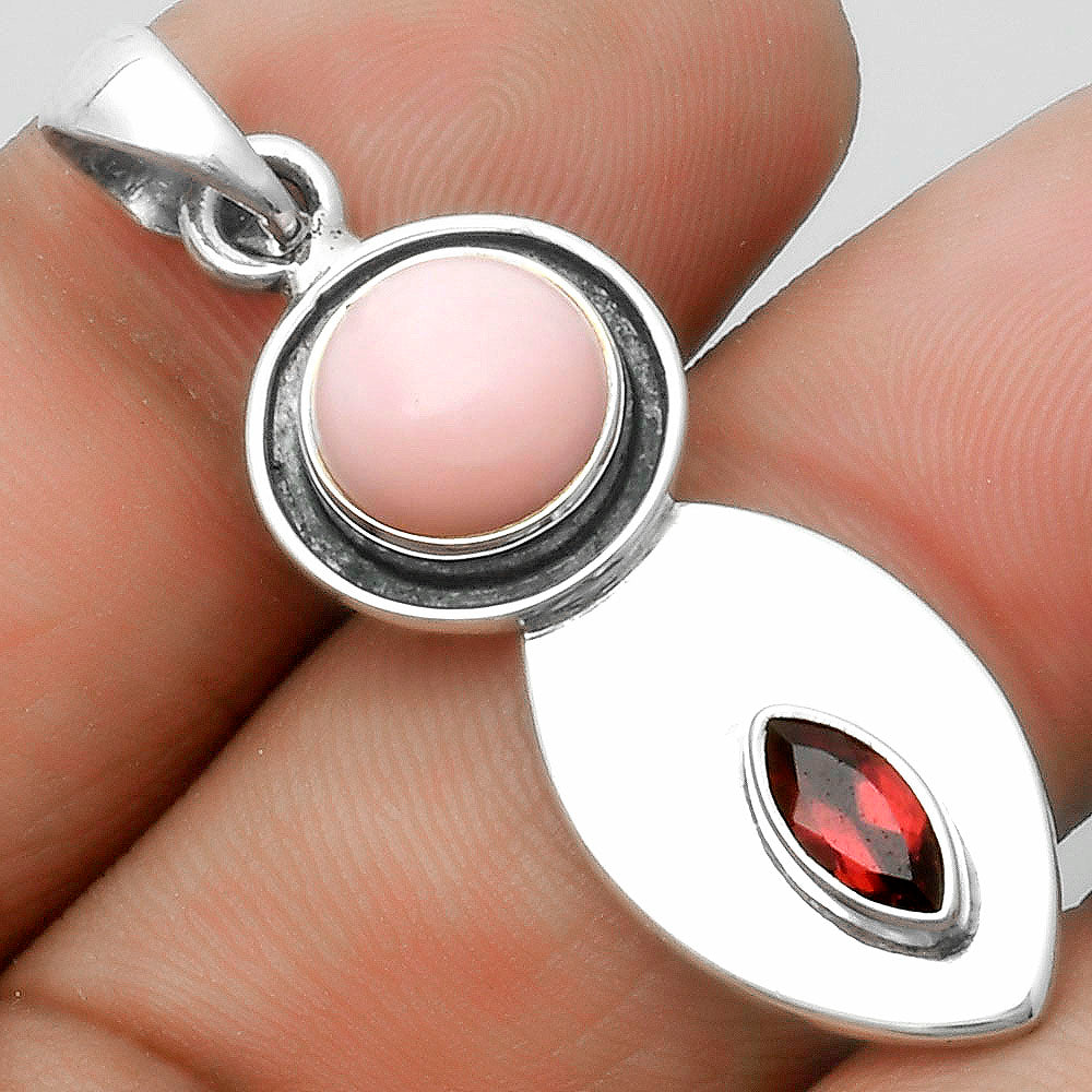 Natural Pink Opal Australia & Garnet Pendant P-1186 SDP115845