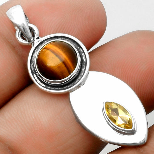 Natural Tiger Eye - Africa & Citrine Pendant P-1186 SDP115852