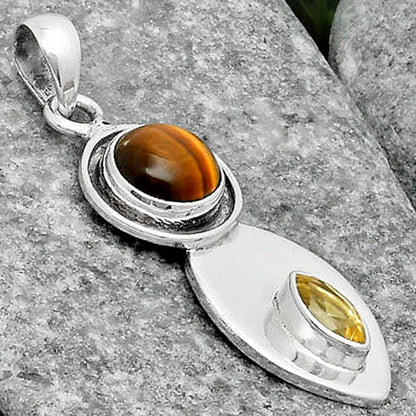 Natural Tiger Eye - Africa & Citrine Pendant P-1186 SDP115852