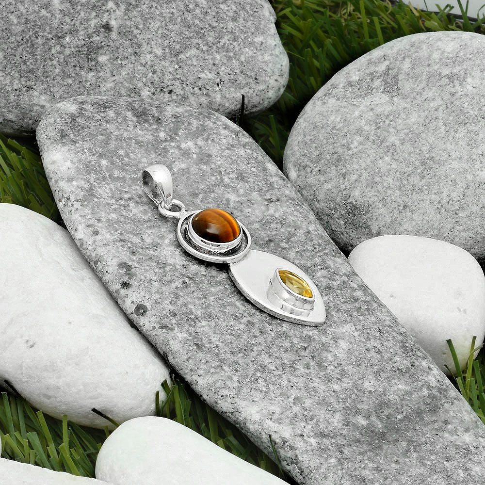 Natural Tiger Eye - Africa & Citrine Pendant P-1186 SDP115852