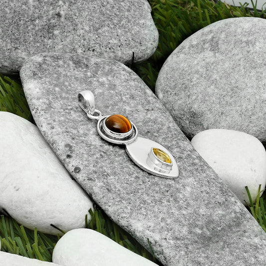 Natural Tiger Eye - Africa & Citrine Pendant P-1186 SDP115852