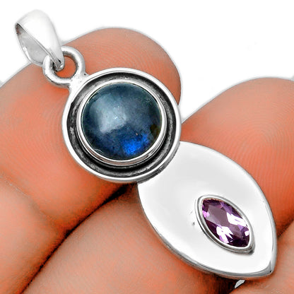 Natural Blue Labradorite & Amethyst Pendant P-1186 SDP115853