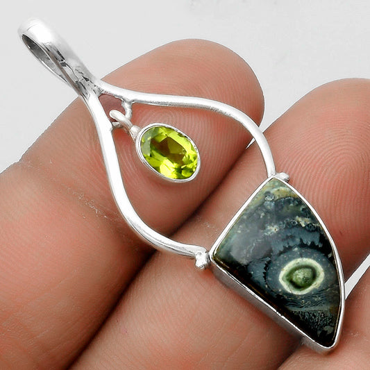 Natural Star Galaxy Jasper & Peridot Pendant P-1648 SDP115861