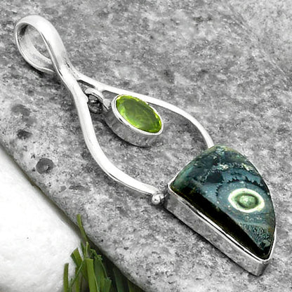 Natural Star Galaxy Jasper & Peridot Pendant P-1648 SDP115861