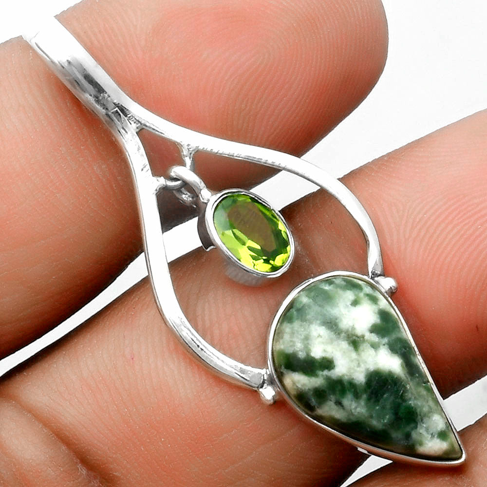 Natural Dioptase & Peridot Pendant P-1648 SDP115885