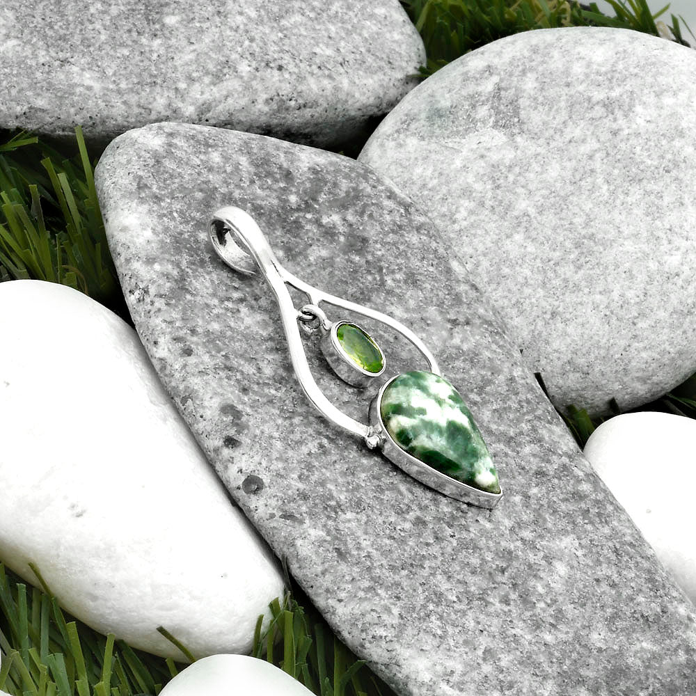 Natural Dioptase & Peridot Pendant P-1648 SDP115885