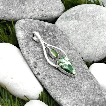 Natural Dioptase & Peridot Pendant P-1648 SDP115885