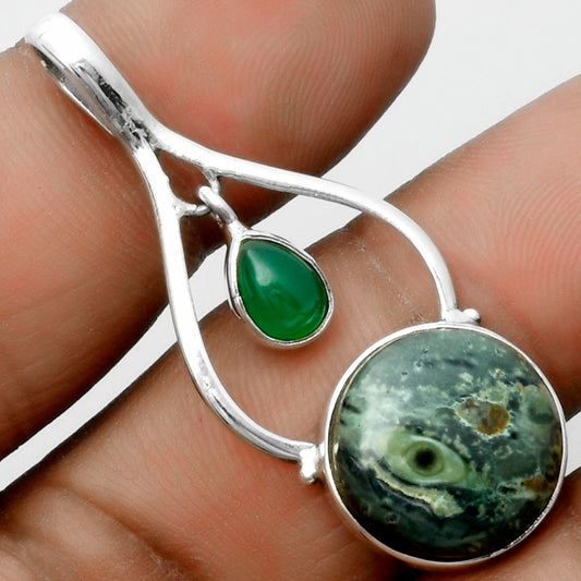 Natural Star Galaxy Jasper & Green Onyx Pendant P-1648 SDP115892